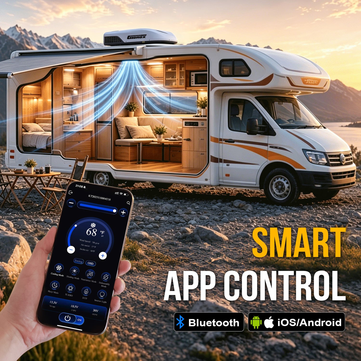 12V DC RV Air Conditioner for RVs, Trucks, Vans, Campers