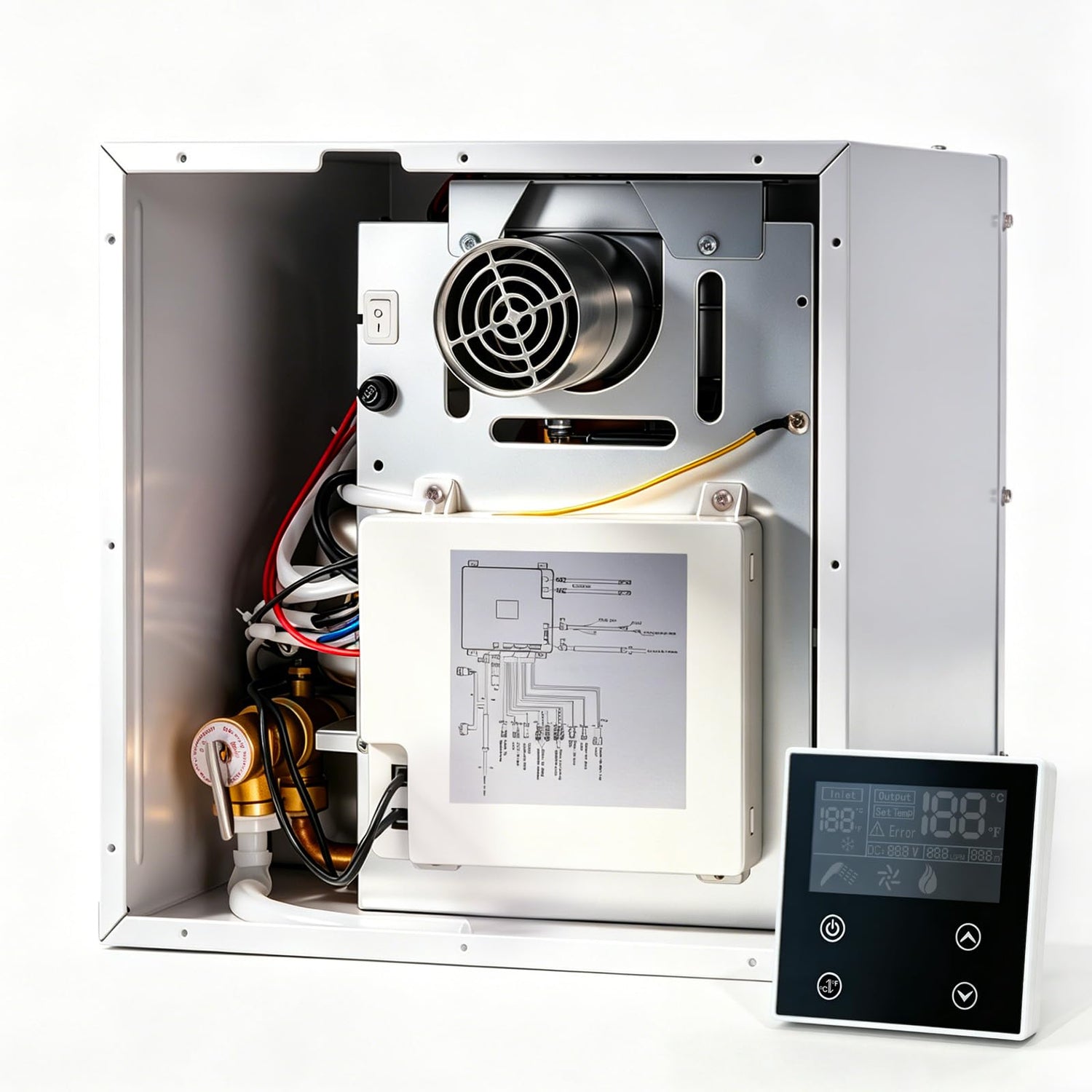 55,000 BTU RV Tankless Water Heater, 2.9 GPM On-Demand Instant Hot Water, 12V DC