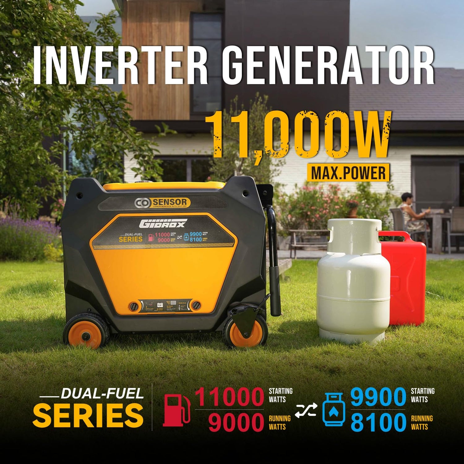 11000W Inverter Generator with Quiet Technology and CO Shield, Gas, Propane & Natural Gas Powered