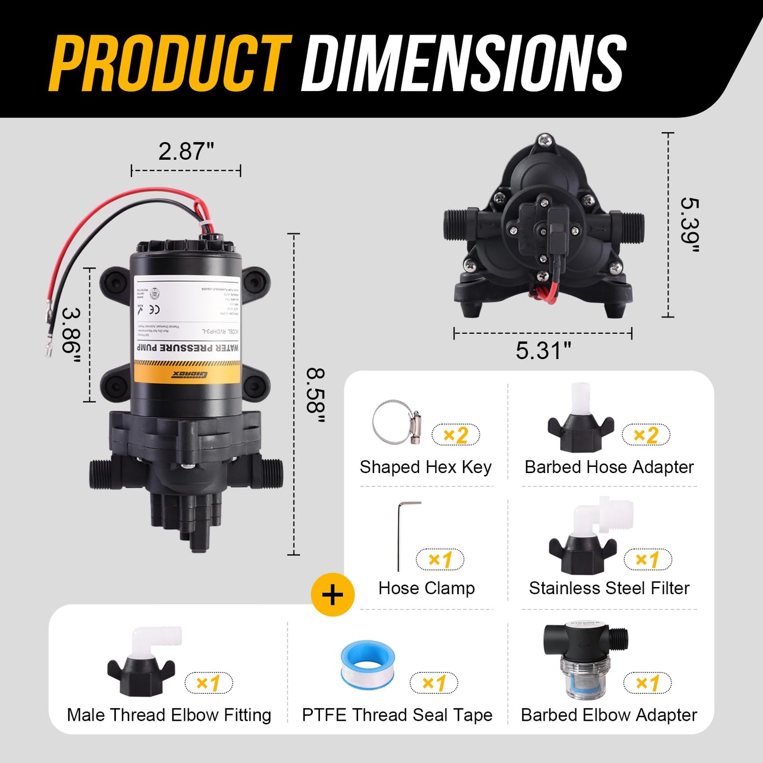 12V RV Diaphragm Pump with Smart Pressure Switch