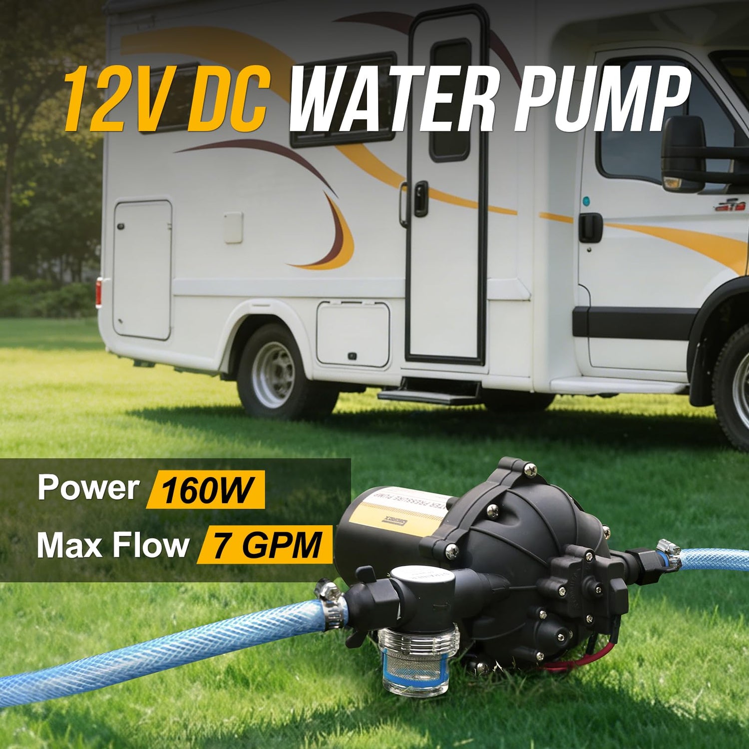 12V RV Diaphragm Pump with Smart Pressure Switch