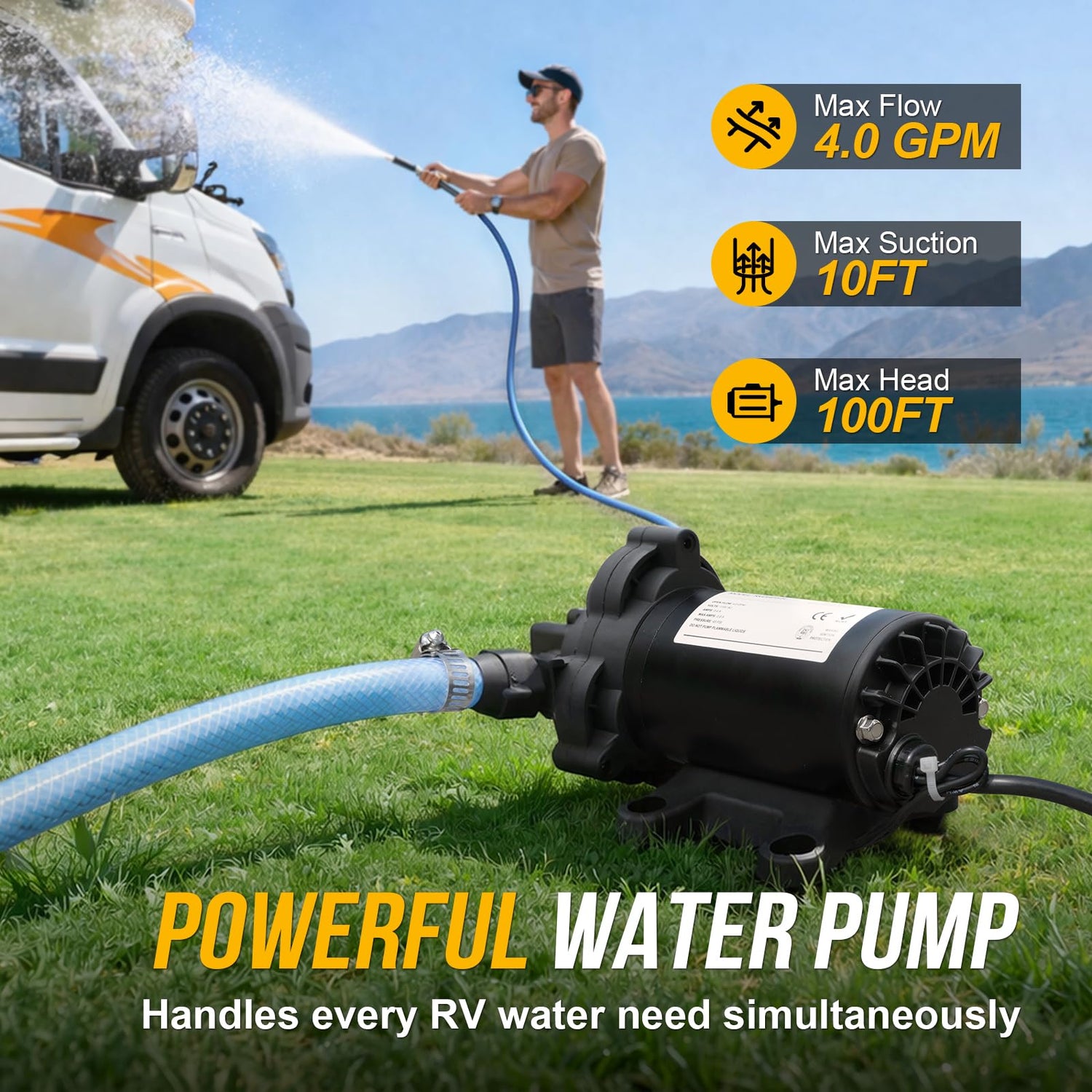 110V AC Diaphragm Pump with Smart Pressure Switch