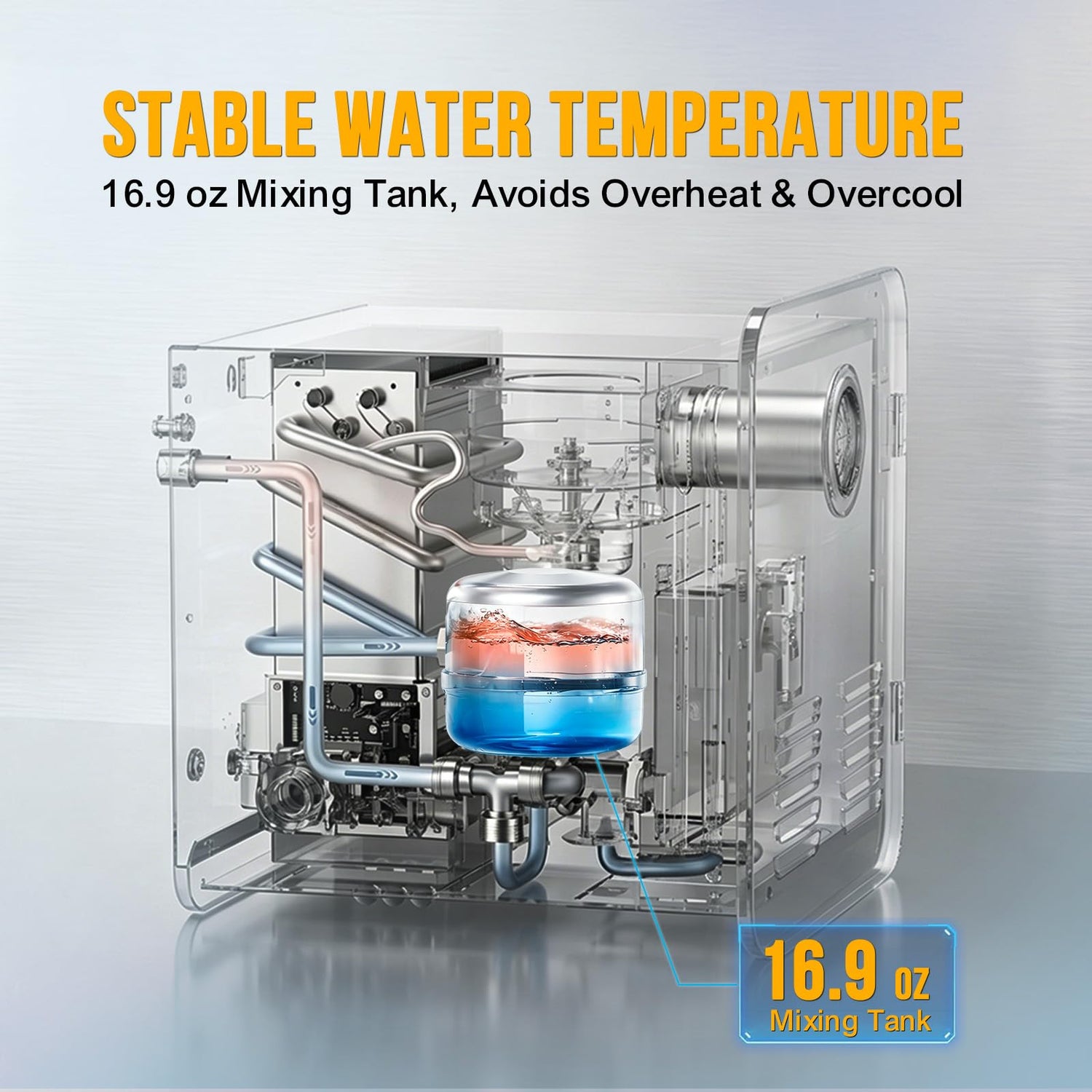 55,000 BTU RV Tankless Water Heater, 2.9 GPM On-Demand Instant Hot Water, 12V DC