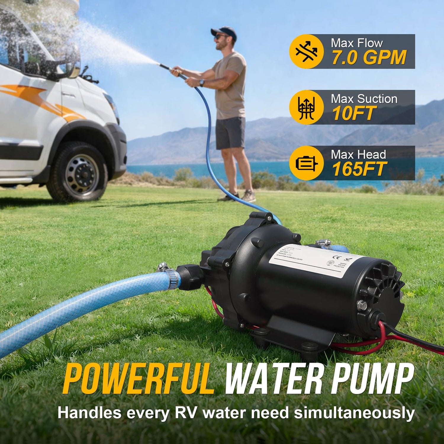 12V RV Diaphragm Pump with Smart Pressure Switch