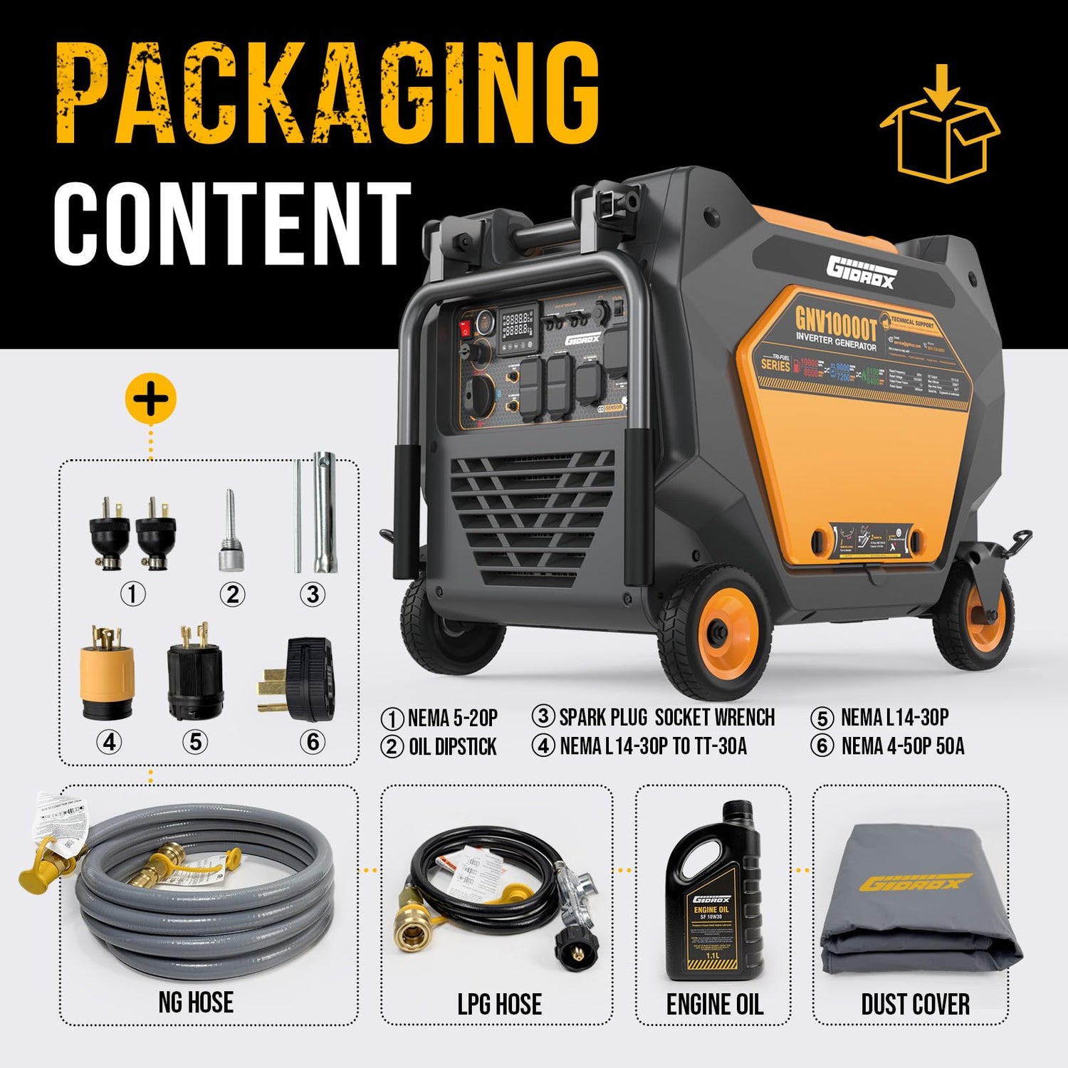 10000W Inverter Generator with Quiet Technology and CO Shield, Gas, Propane & Natural Gas Powered