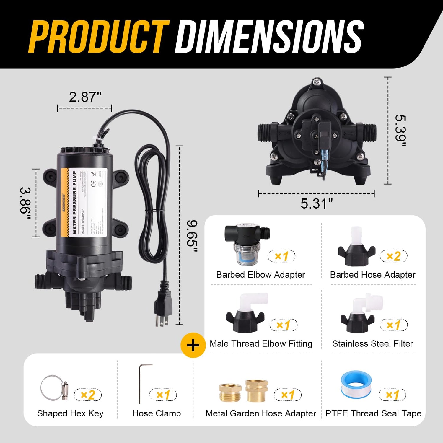 110V AC Diaphragm Pump with Smart Pressure Switch