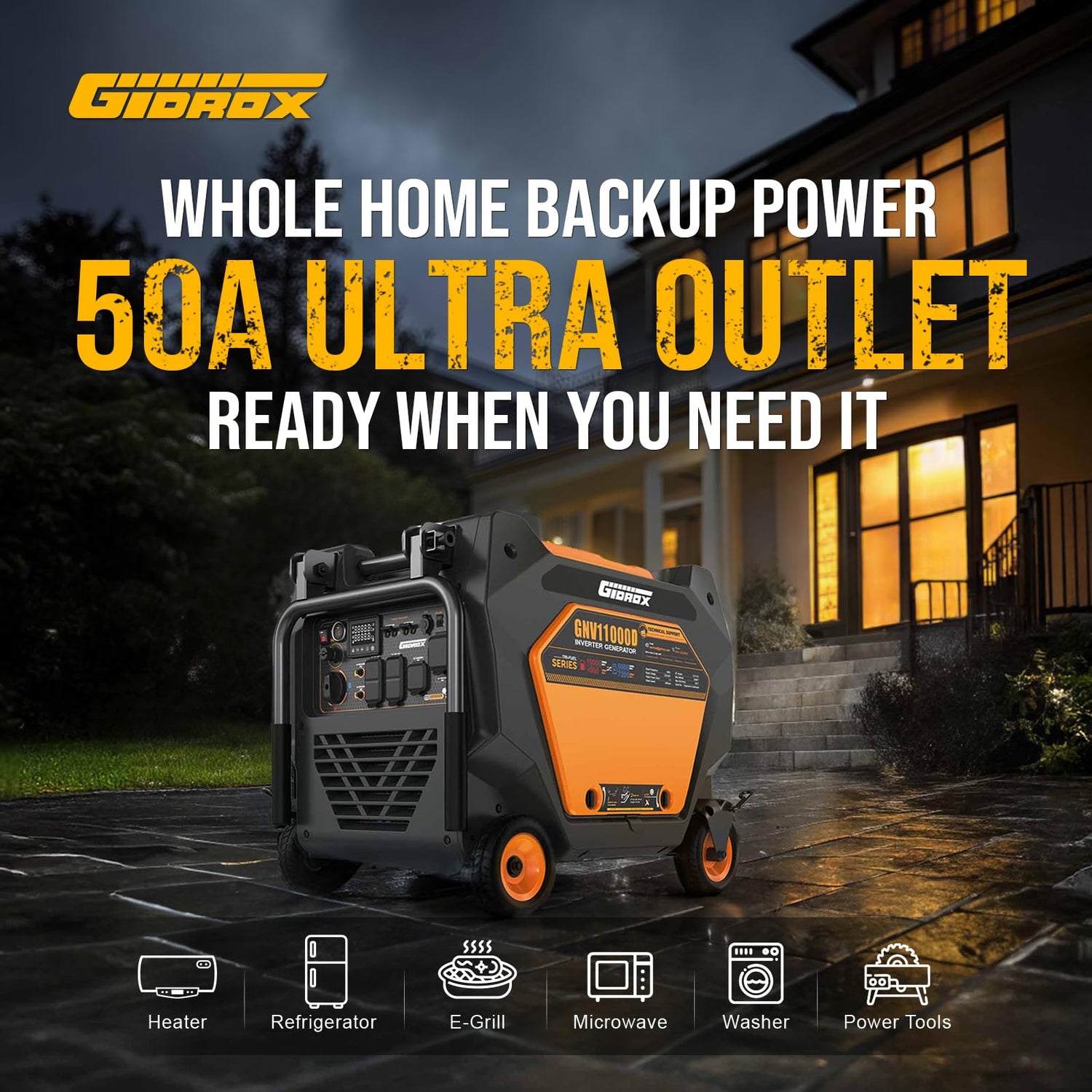 11000W Inverter Generator with Quiet Technology and CO Shield, Gas, Propane & Natural Gas Powered