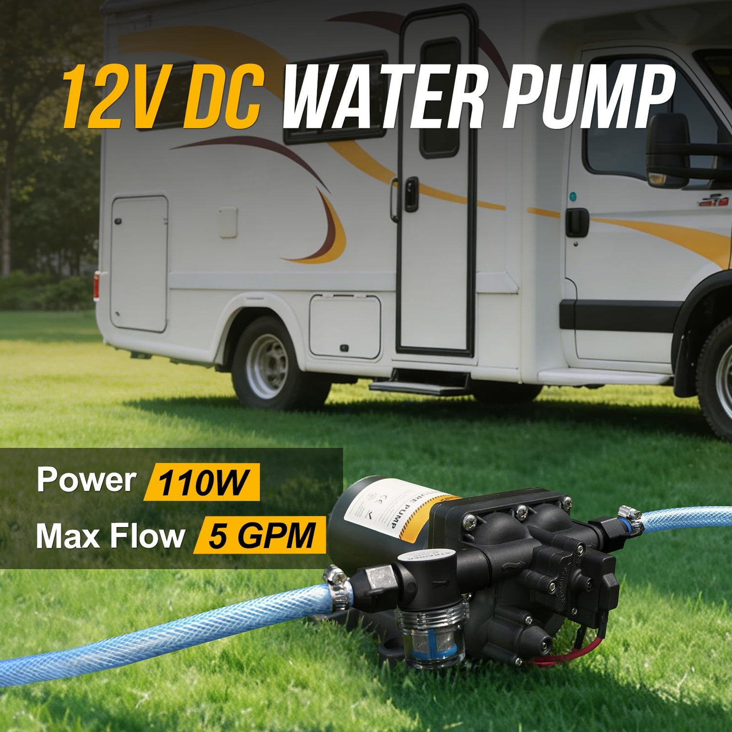 12V RV Diaphragm Pump with Smart Pressure Switch