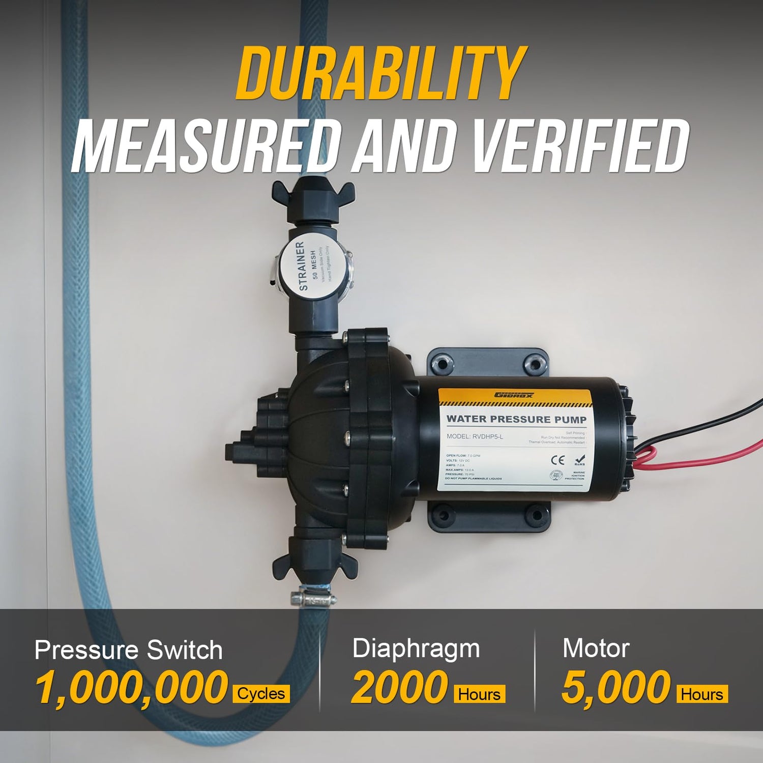 12V RV Diaphragm Pump with Smart Pressure Switch