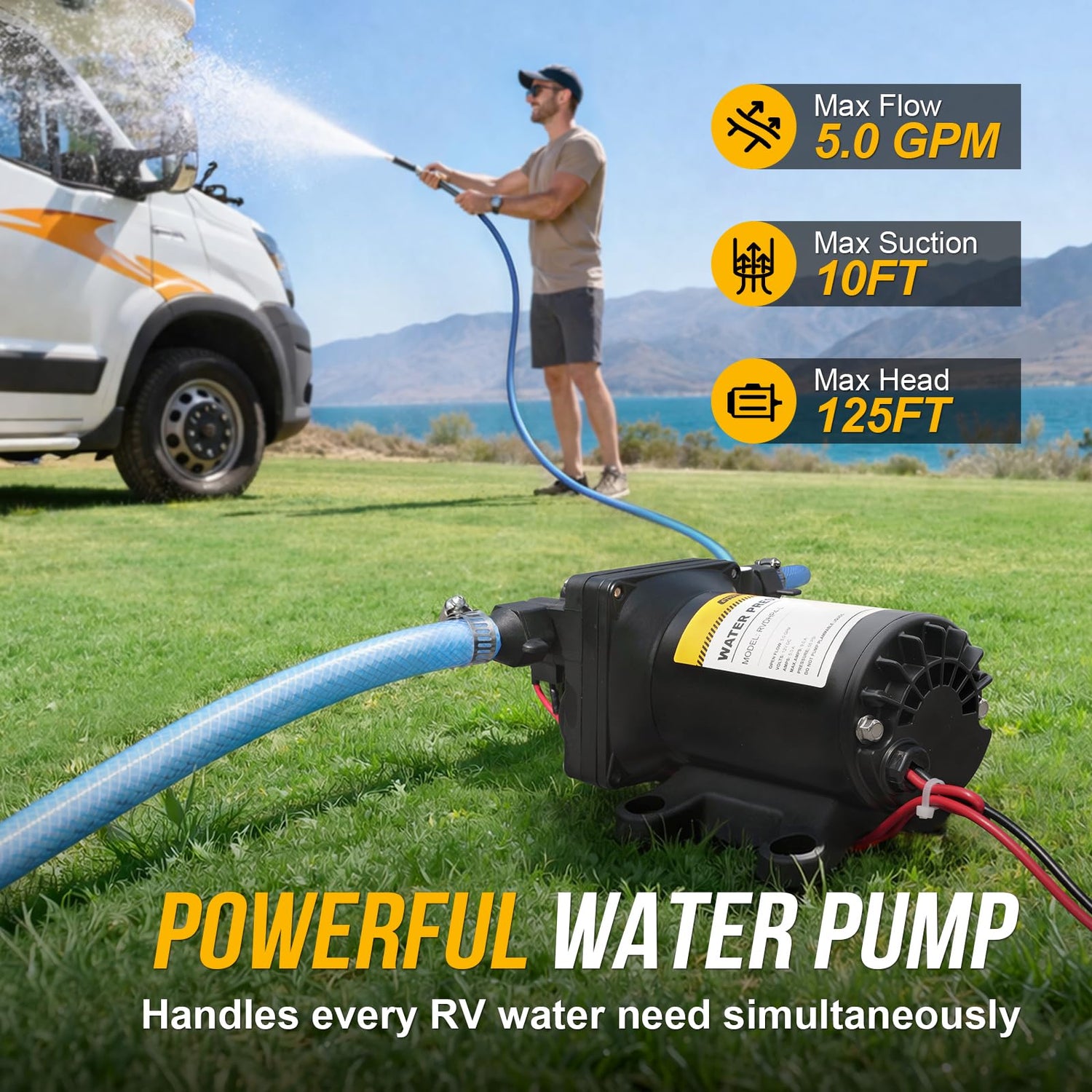 12V RV Diaphragm Pump with Smart Pressure Switch